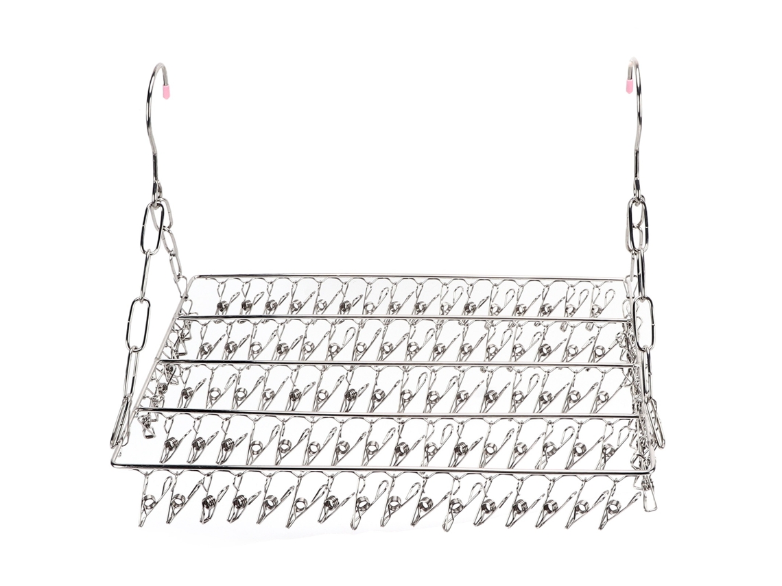 Estantería De Secado De Ropa De Acero Inoxidable Multifuncional Con 100 Pinzas Para Colgar Ropa Toallas Calcetines