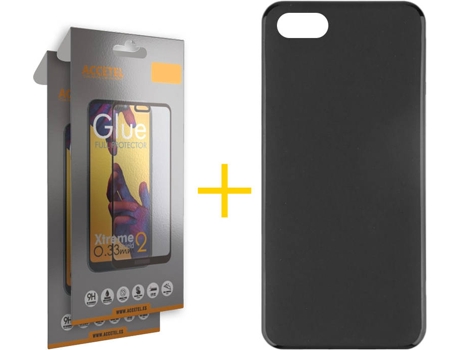 Kit Funda + 2 Protectores de Pantalla Alcatel 1V 2019 ACCETEL Full Liso (Negro)