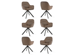 Sillas De Comedor Goeurvant 1370(pack De 6, Marrón Oscuro, Cuero Pu)