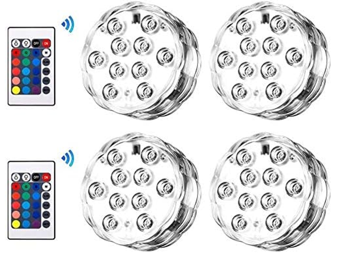 Luz subacuática impermeable Rgb luces LED que cambian de color para jarrón base fiesta Navidad piscina Halloween Navidad 4 unidades CHRUI