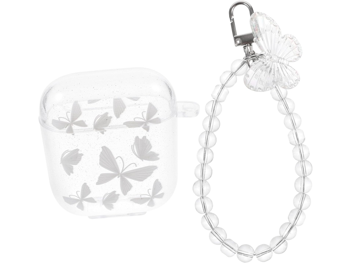 Estuche Transparente Para Auriculares De 4 Piezas Con Cadena, Suave Y Resistente A Los Arañazos.