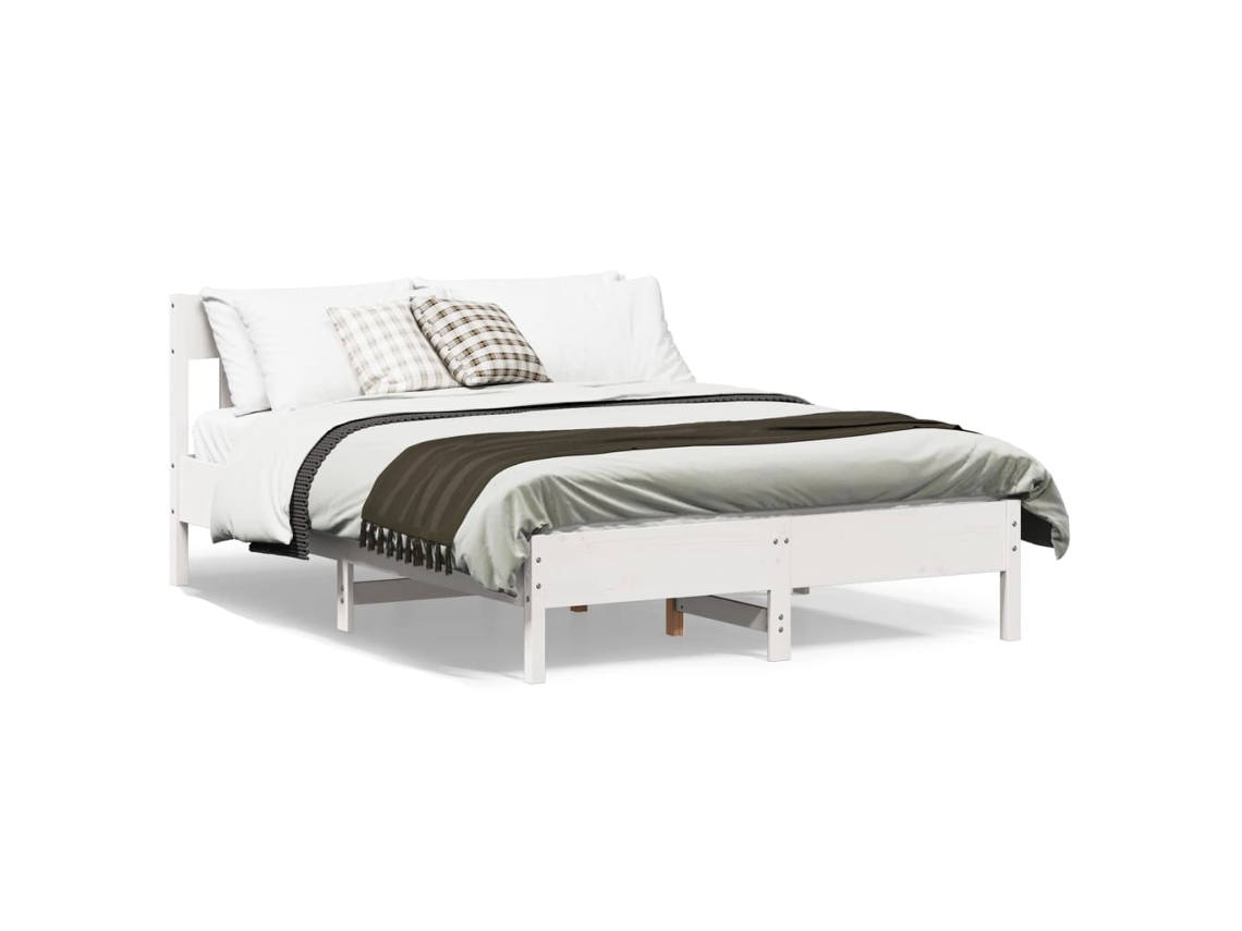 Estructura De Cama Sin Colchón Madera De Pino Blanca 140x200 Cm