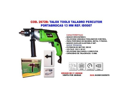 Talox tools taladro percutor 550 w portabrocas 13 mm id5007