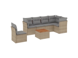 Conjunto 7 de sofás jardín con cojines beige mezcla VIDAXL ratán PE