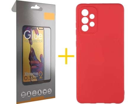 Carcasa y Protector de Pantalla de Vidrio Full Samsung A72 5G SKYHE Silicona Líquida Rojo
