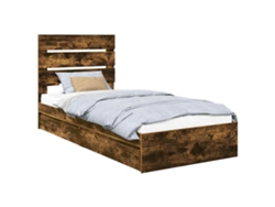 Maison Exclusive - Cama Con Almacenamiento Con Cabecera Roble Ahumado 90 X 200 Cm