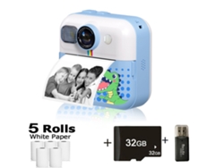 Cámara instantánea para niños Gertiz, 1080p, HD, con impresión térmica y tarjeta de 32 g, color azul
