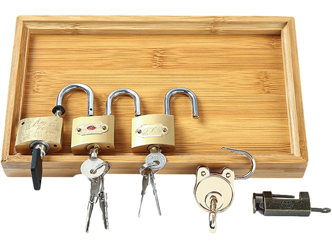 Kit de aprendizaje con candado de madera. Importante juguete educativo Montessori para materiales. CHABERLU