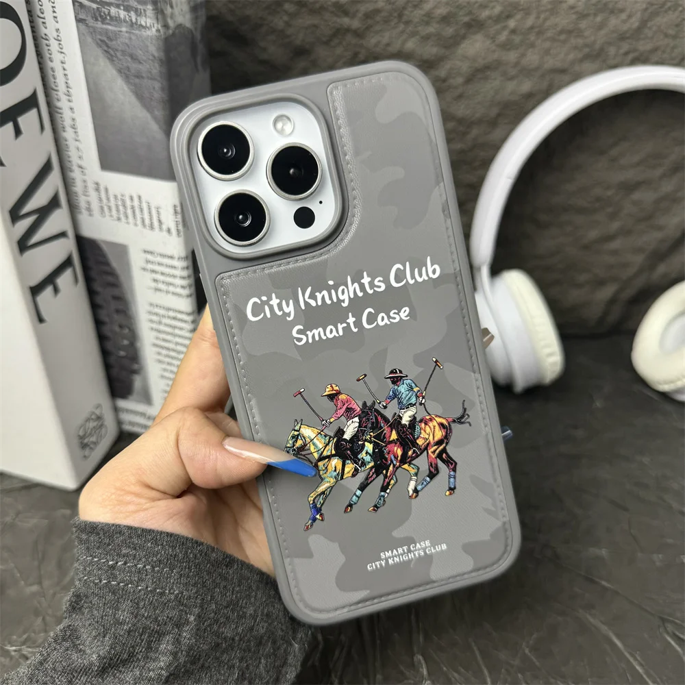 (iphone 17 Pro, Gris) Funda Magnética Magsafe Con Diseño De Caballero Para Iphone, A Prueba De Golpes