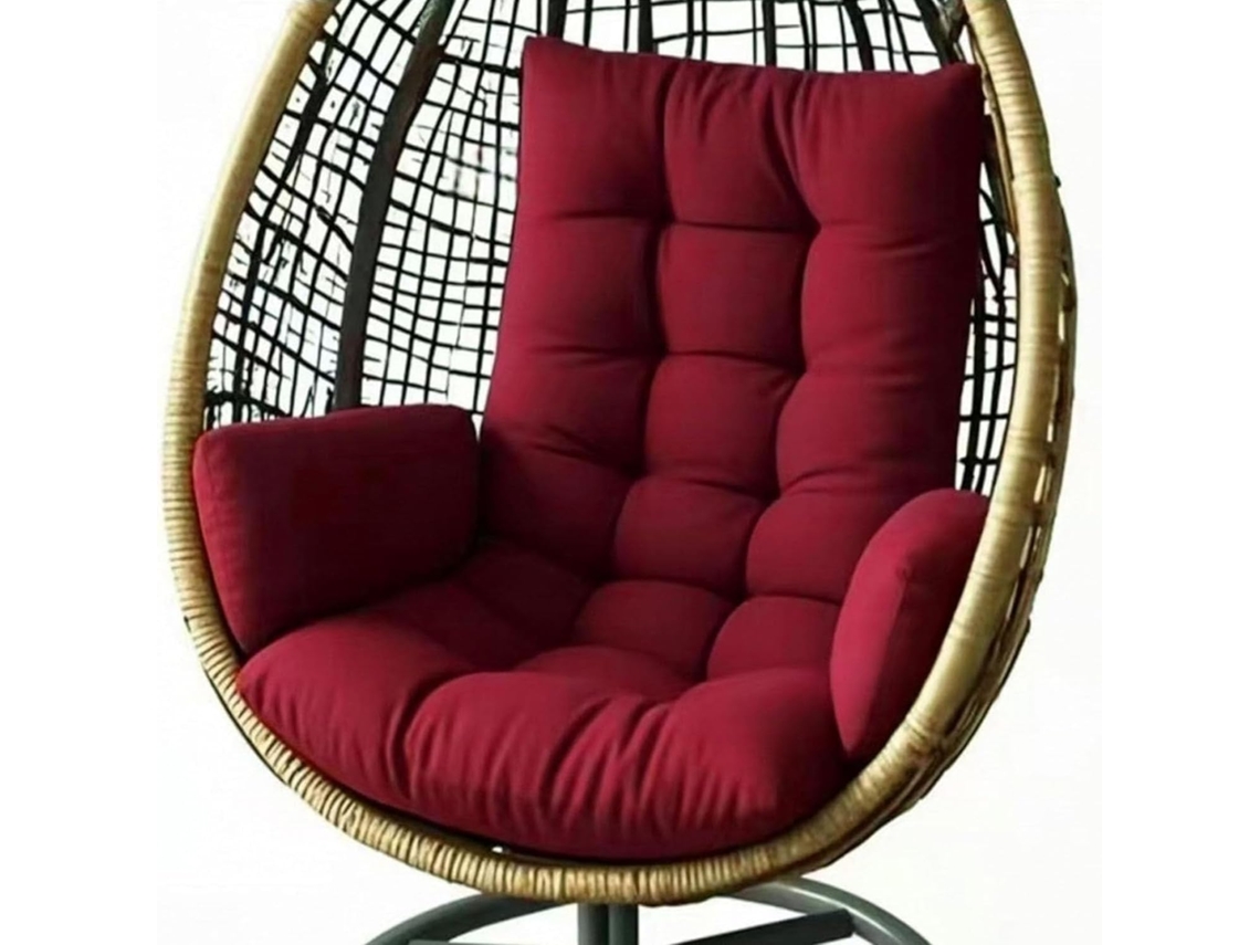 Cojín Para Silla Colgante Con Reposabrazos, Grueso, Suave Y Cómodo Para Jardín, Exteriores E Interiores Vino Tinto
