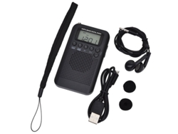 Radio Am/fm Con Pantalla Lcd Radio Portátil De Bolsillo Receptor Digital De Doble Banda Altavoz Portátil Negro