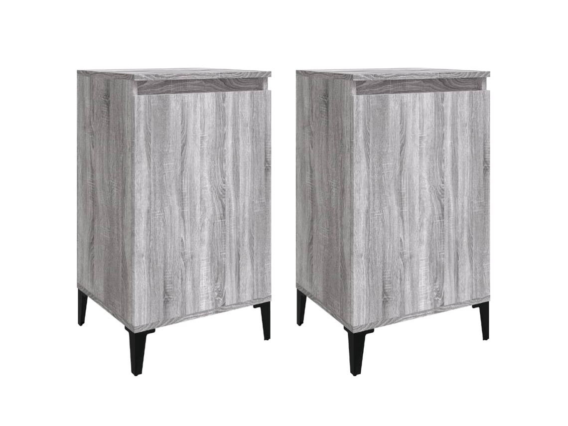 Maison Exclusive - Mesitas De Noche 2 Uds Madera Contrachapada Gris 40x35x70 Cm
