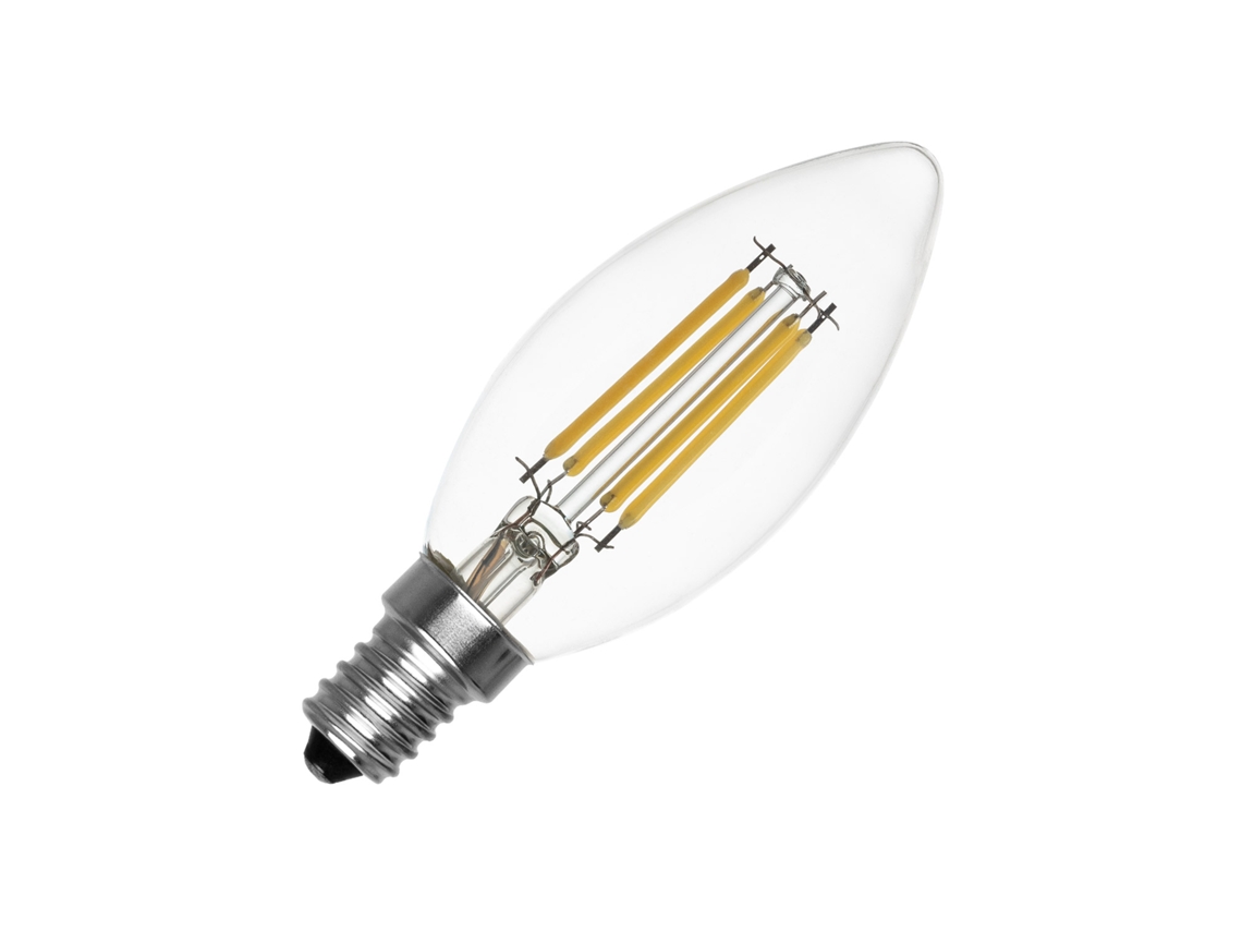 Bombilla LED de filamento tipo vela E14, 6 W, 720 lm, C35, sin parpadeo, 4000 K, blanco neutro, Ledkia