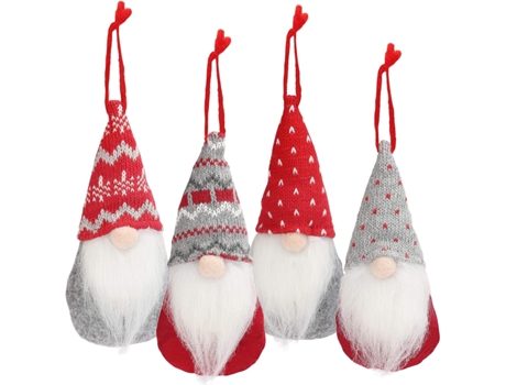 Navidad (juego de 4) - con cuerda para decoración de árbol de Navidad - Lámpara colgante de elfo de árbol de Navidad para chimenea