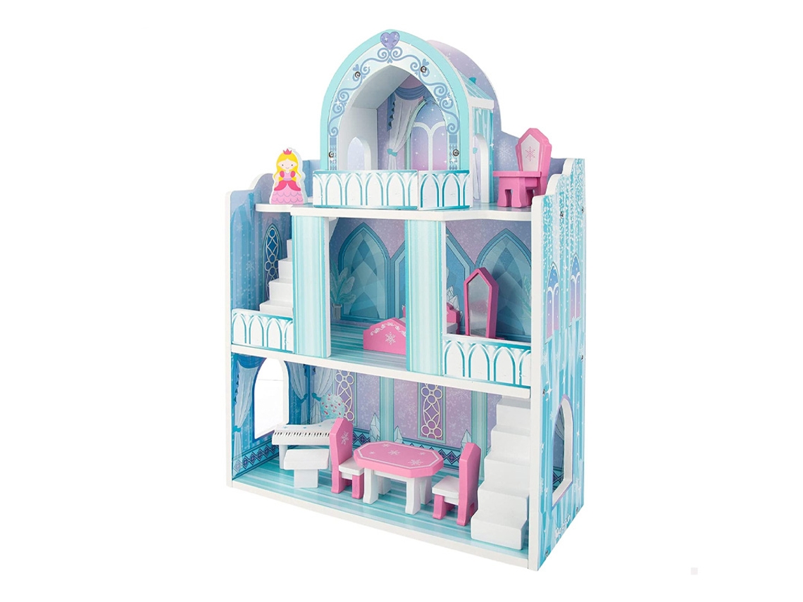 Casa de Muñecas WOOMAX Madera Azul (Edad Míima: 3 Años - 37 x 15 x 53.5 cm)