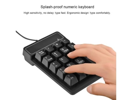 HURRISE Teclado numérico para contabilidad 1 5M/5 pies USB con cable 19 teclas Teclado numérico Teclado numérico para computadora