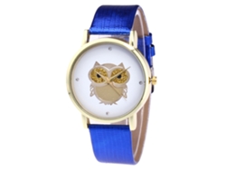 Reloj De Pulsera Analógico Para Mujer Con Correa De Pu Y Esfera Con Diseño De Búho (azul)