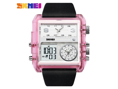 Reloj para Hombre, Reloj Cuadrado LED con Alarma de Cuarzo y Pantalla analógica de 3 Horas, Color Rosa translúcido LUUCOZK