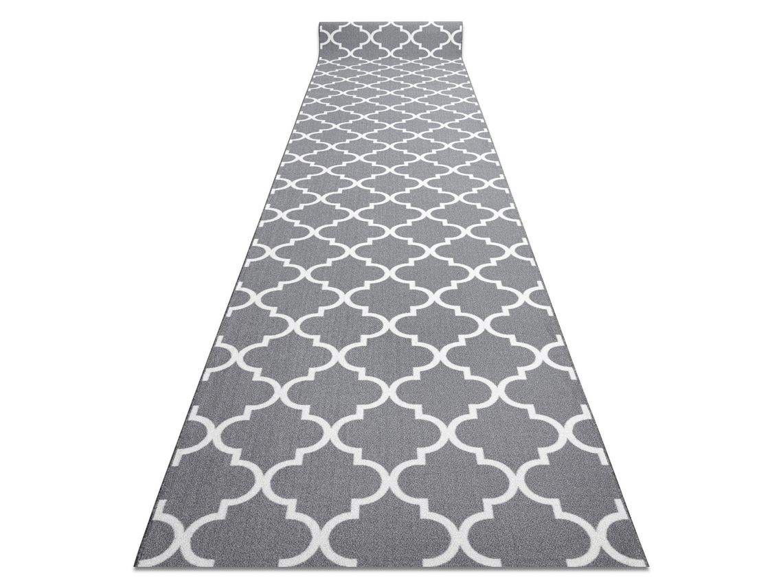 Alfombra de Pasillo con Refuerzo de Goma 80 cm Enrejado Trébol Marroquí Gris Trellis 30352
