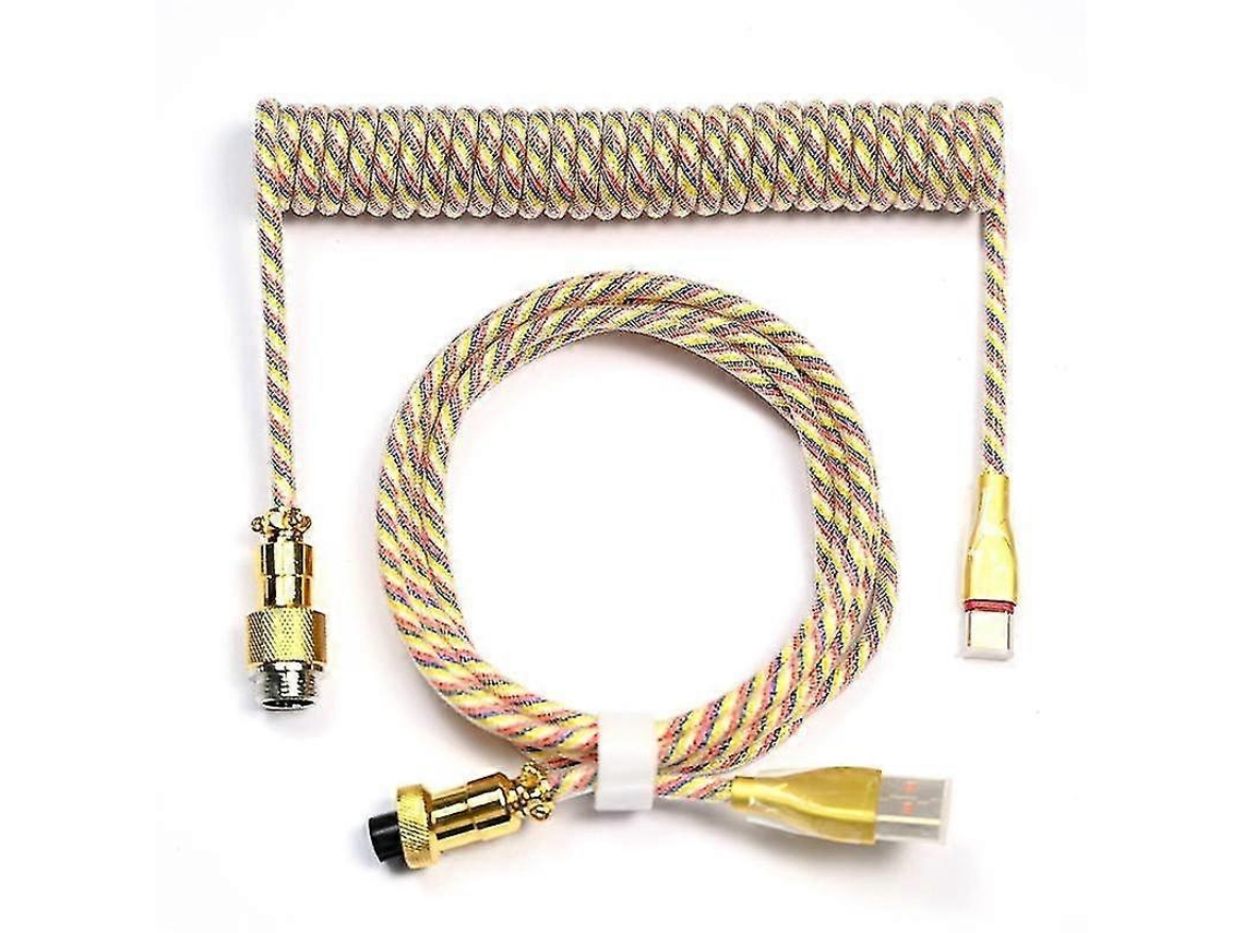 Cable de datos tipo C, cable espiral para teclado mecánico, cable de resorte, cable de carga USB, teclado para juegos. Nostalgia88
