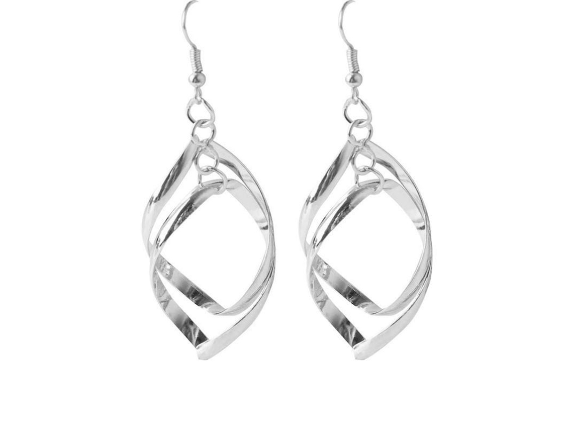Pendientes Colgantes Twist Wave Para Mujeres Y Niñas, Pequeños, Sencillos Y Ligeros En Plata.