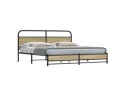 Estructura De Cama Sin Colchón Metal Roble Sonoma 180x200 Cm