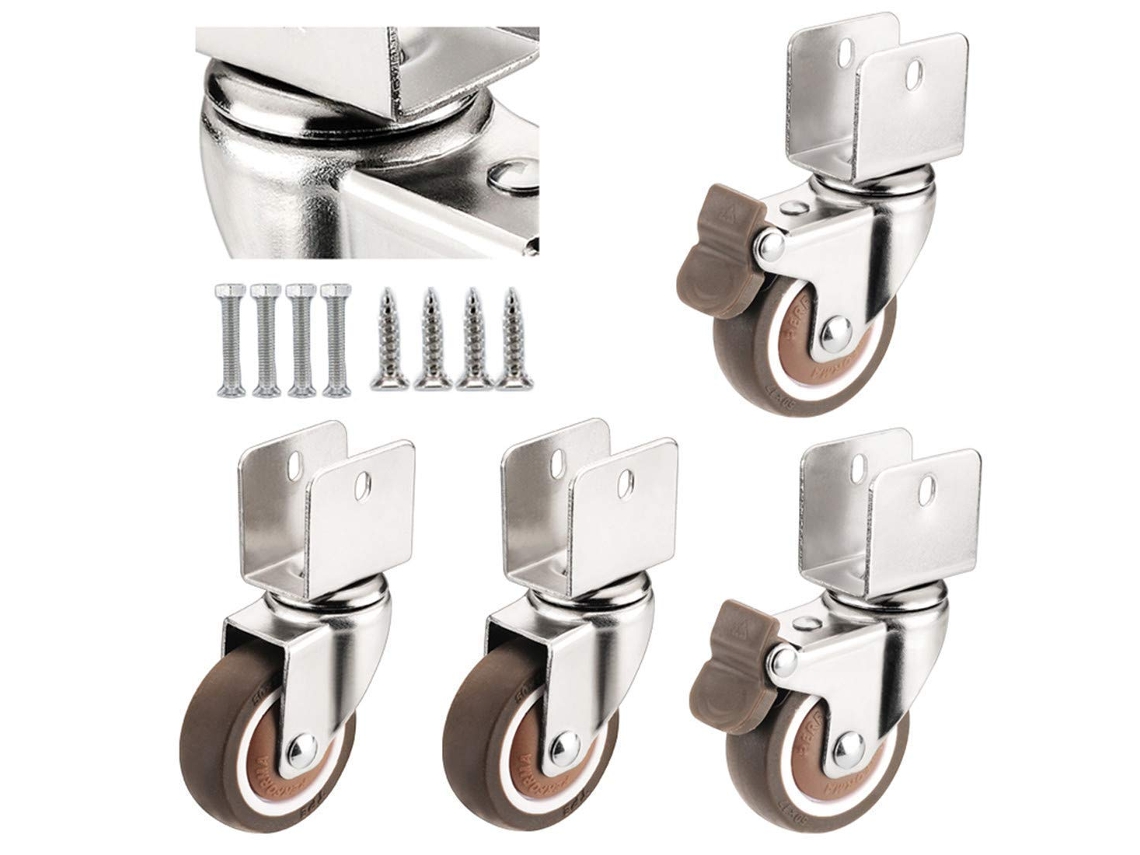Ruedas Soporte Goma 2 Pulgadas Giratorias Para Muebles