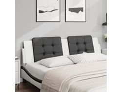 Cabecero De Cama Acolchado Cuero Sintético Negro Blanco 180 Cm