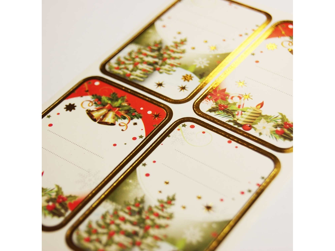 16 Pegatinas GLOBAL GIFT de Navidad - Abeto clásico