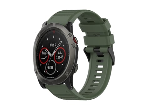 Correa de reloj inteligente para Garmin Fenix 5X Zafiro 26 mm Correa de silicona con textura horizontal con herramienta de extracción (verde militar)