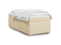 Cama Box Spring Con Colchón Tela Color Crema 90x190 Cm