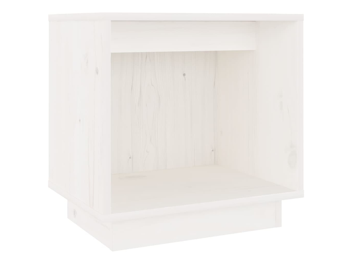 Mesita de Noche 40X30X40 Cm Madera de Pino Maciza Blanco