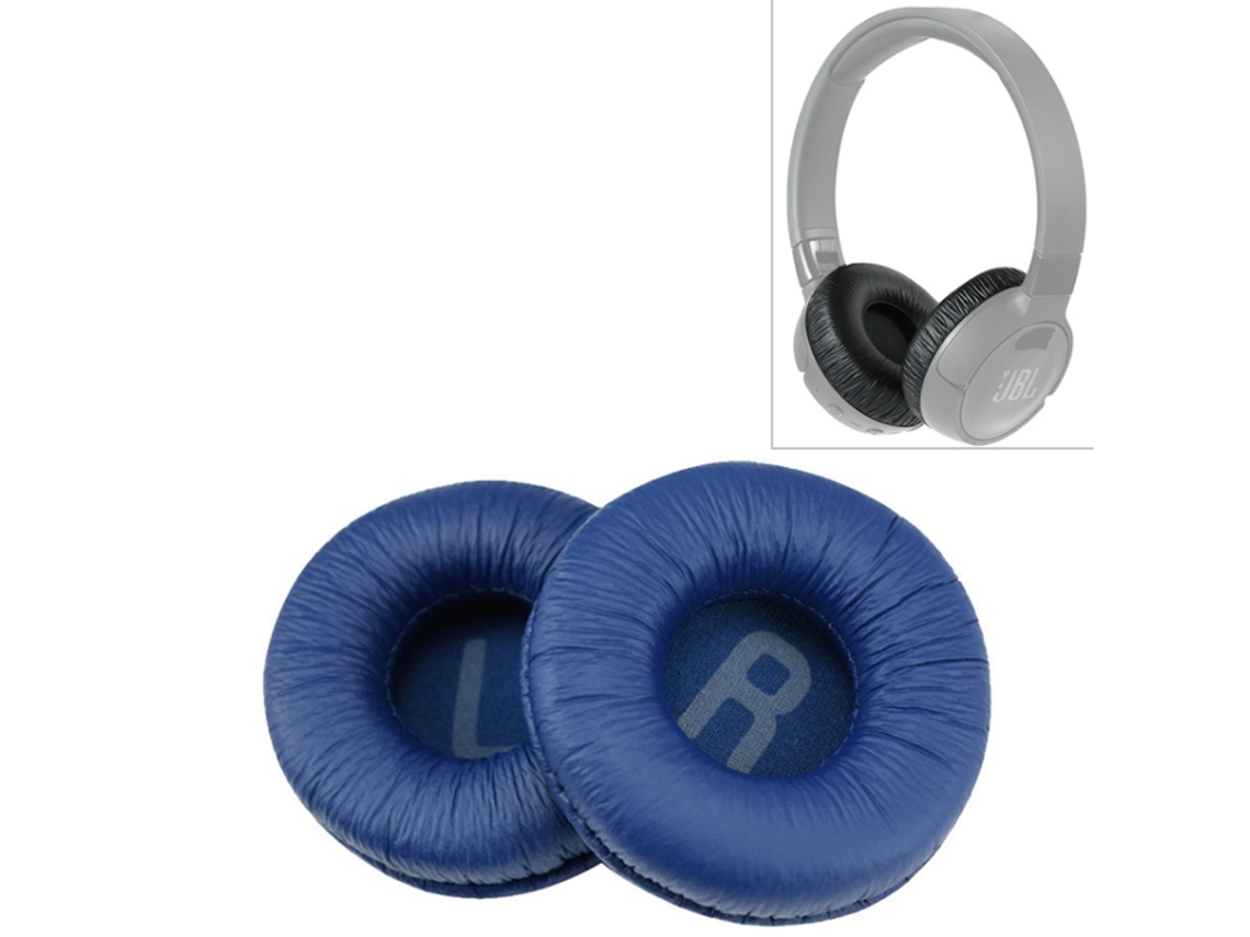 Almohadillas para auriculares JBL T660NC, espuma suave, textura arrugada, color azul, sin ranuras para tarjetas.