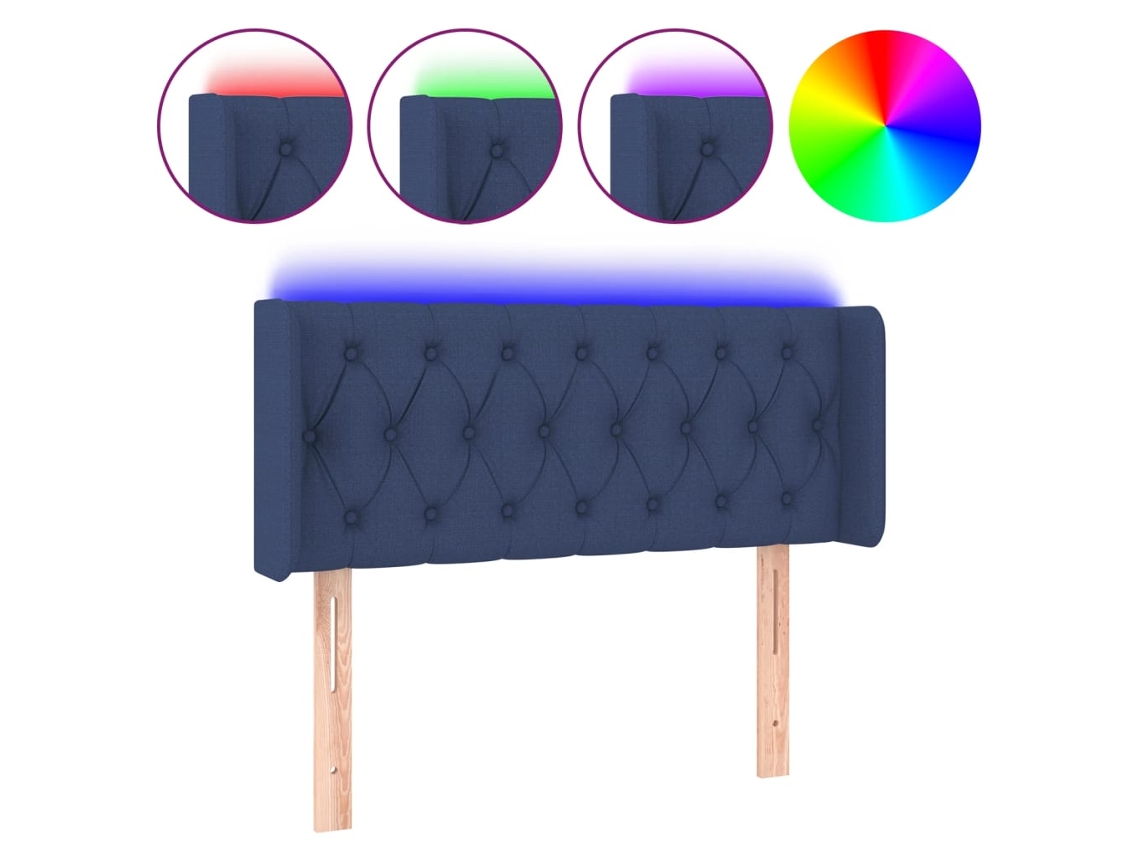 Cabecero con luces LED, tela azul, MAISON EXCLUSIVE (93x16x78 cm)