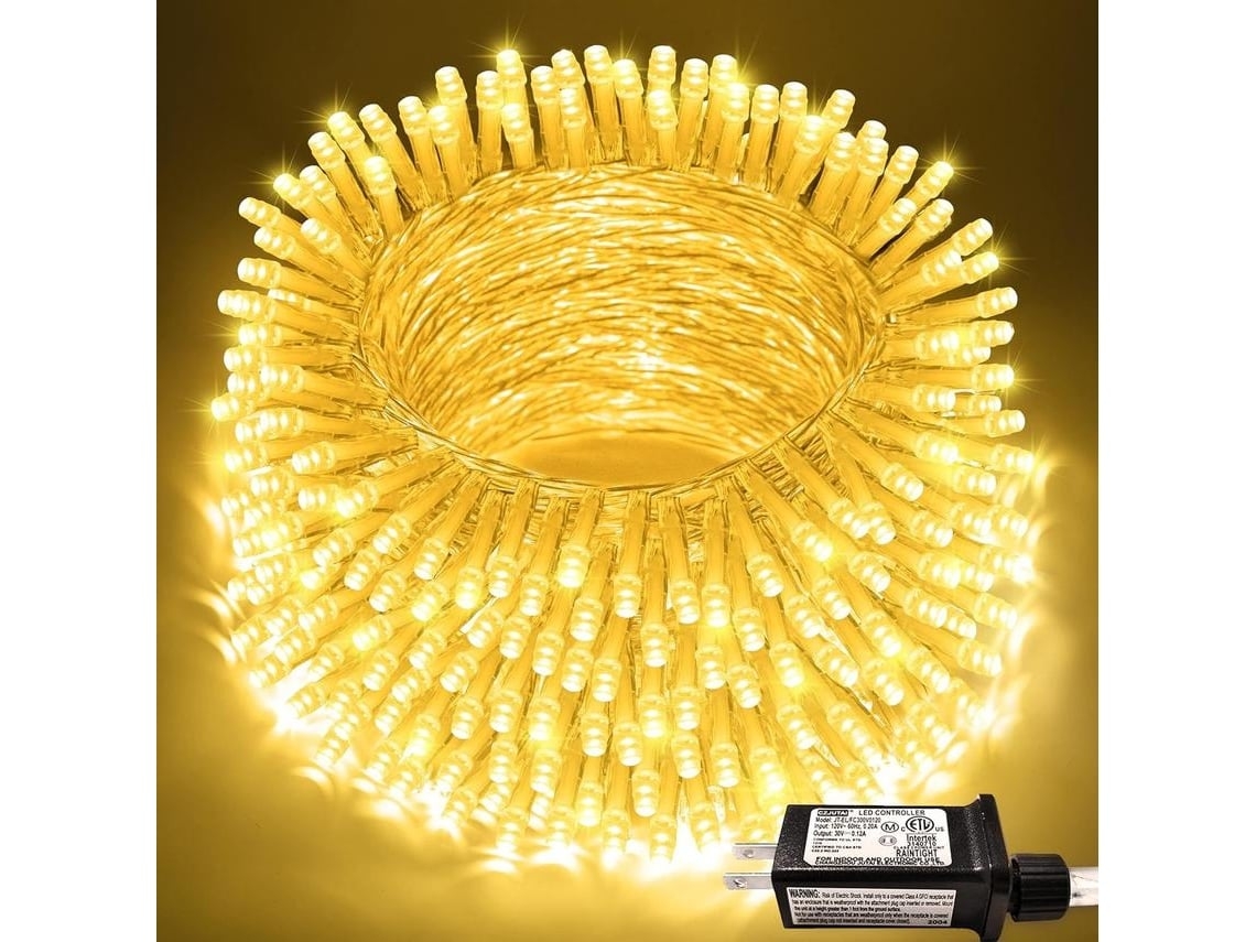 100m 800led Cuerdas De Luz 8 Modos Para Árbol De Navidad Decoración De Navidad Ue Gusshious Amarillo