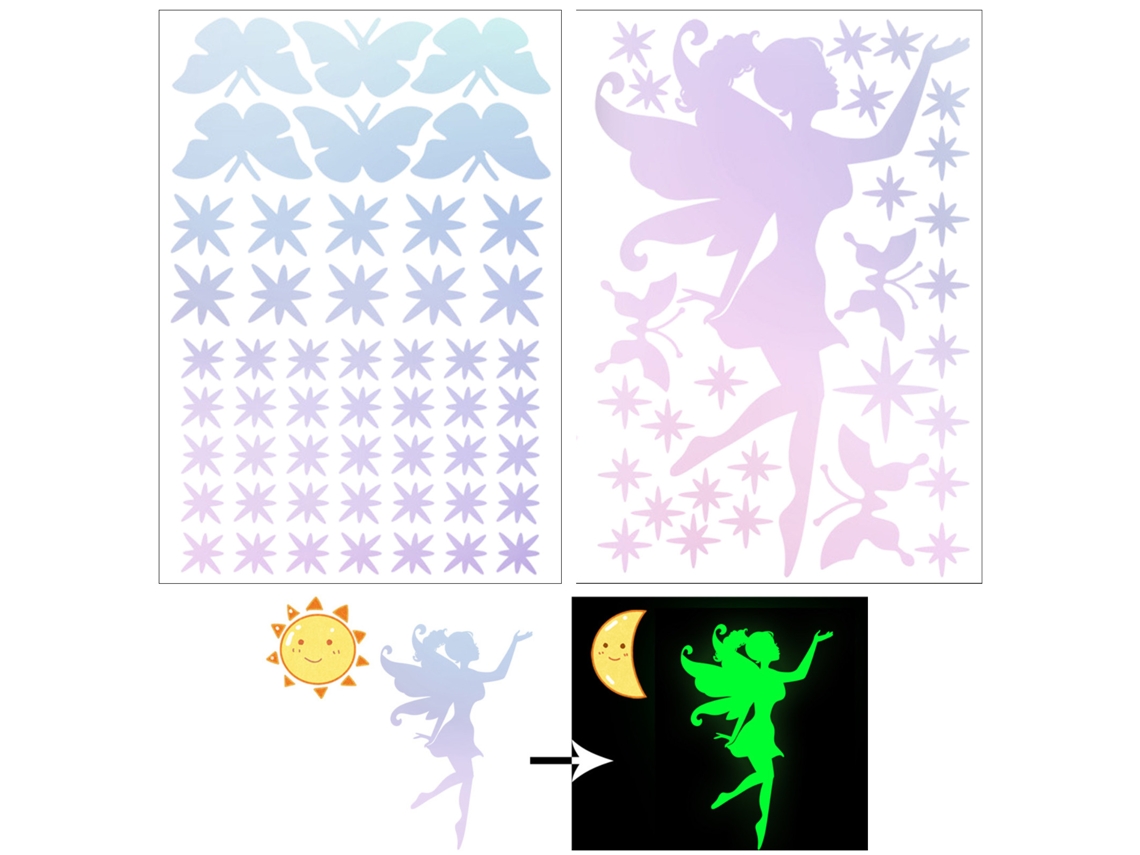 Pegatinas luminosas de pared, pegatinas de estrellas que brillan en la oscuridad, decoración para habitación infantil, habitación de niña, guardería.