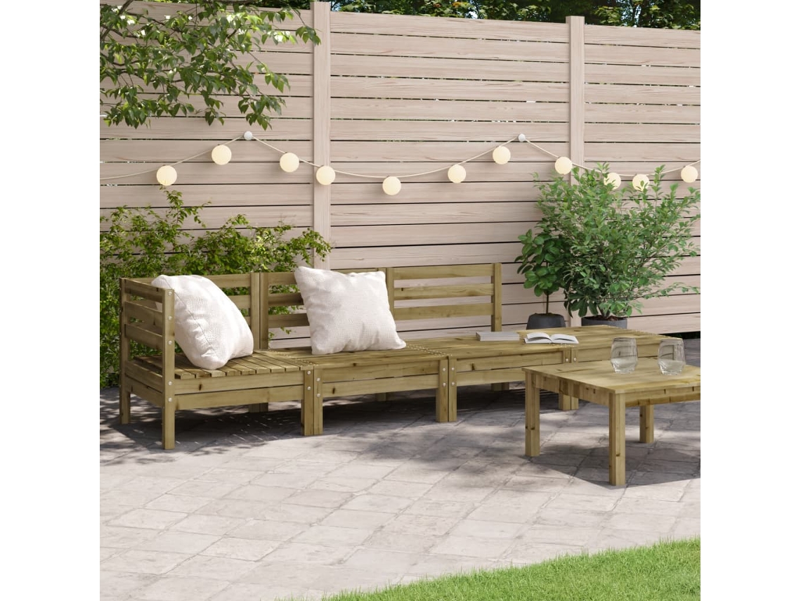 Sofá de jardín de 4 plazas en madera de pino impregnada, Dkd Home Decor