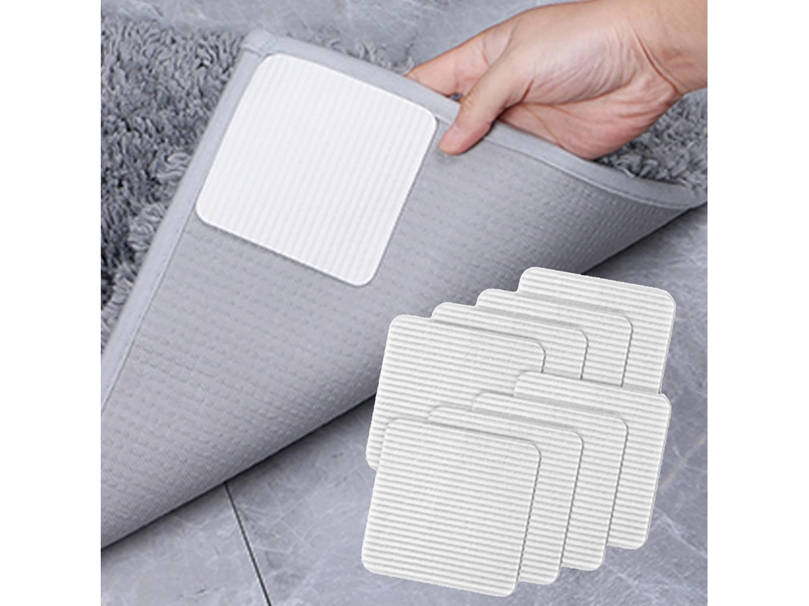 8 Protectores De Alfombra Antideslizantes Y Lavables (10x10 Cm) Con Tecnología De Vacío Para Suelos De Madera.