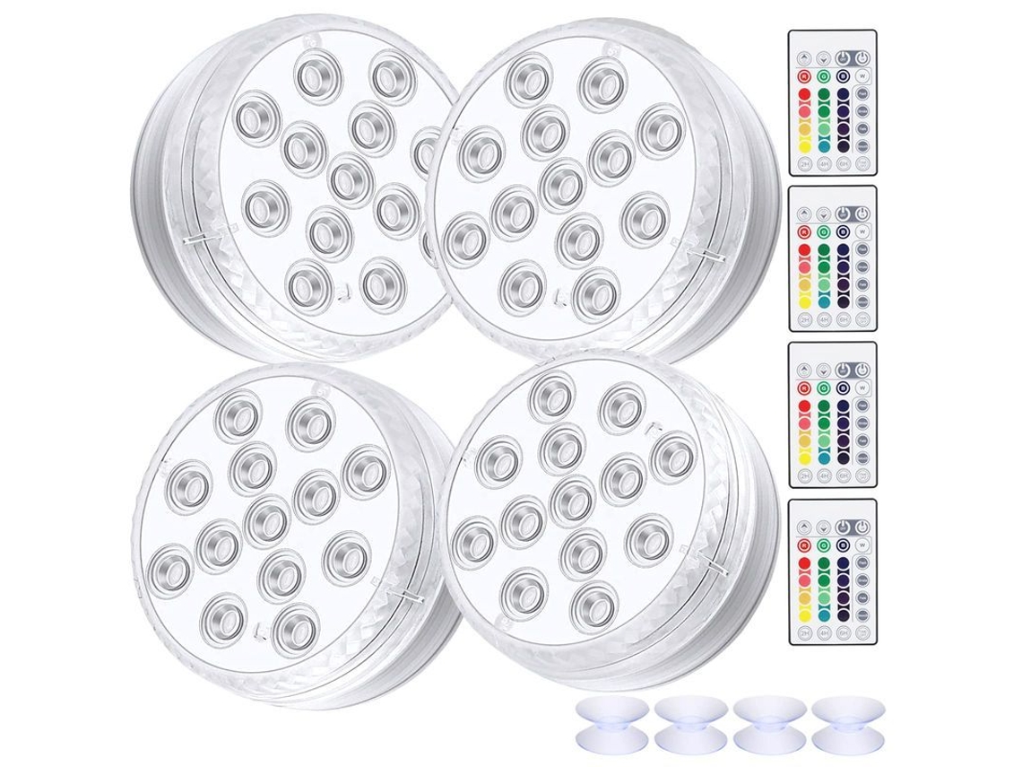 Linjou Juego De 4 Luces Led Sumergibles Con Control Remoto Rgb Para Decoración De Estanques