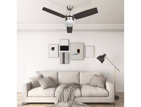 vidaXL Ventilador de techo lámpara mando distancia marrón oscuro 108cm