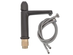 Grifo de lavabo de cobre con rosca G1/2, mezclador de agua caliente y fría para baño, color gris