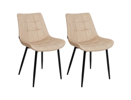 Juego de Sillas de Diseño Moderno BELIANI Melrose Ii de Piel Sintética Beige 51X59X82