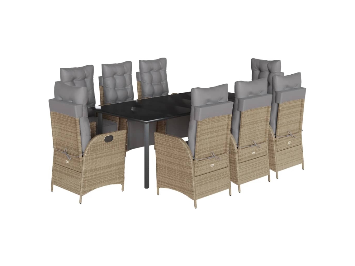 Maison Exclusive - Set Comedor De Jardín 9 Pzas Con Cojines Ratán Sintético Beige