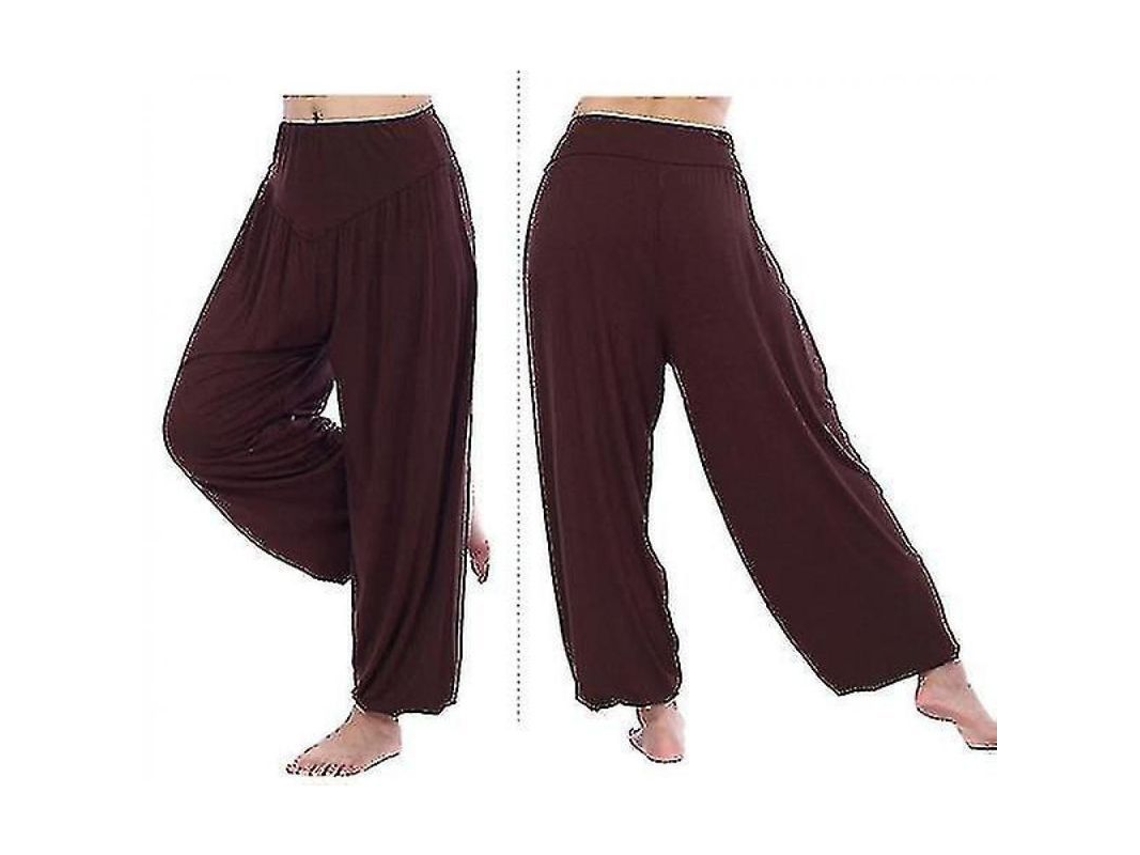 2026-pantalones De Yoga Harem Para Mujer Baggy Aladdin Bloomers Ligero De Algodón M Café