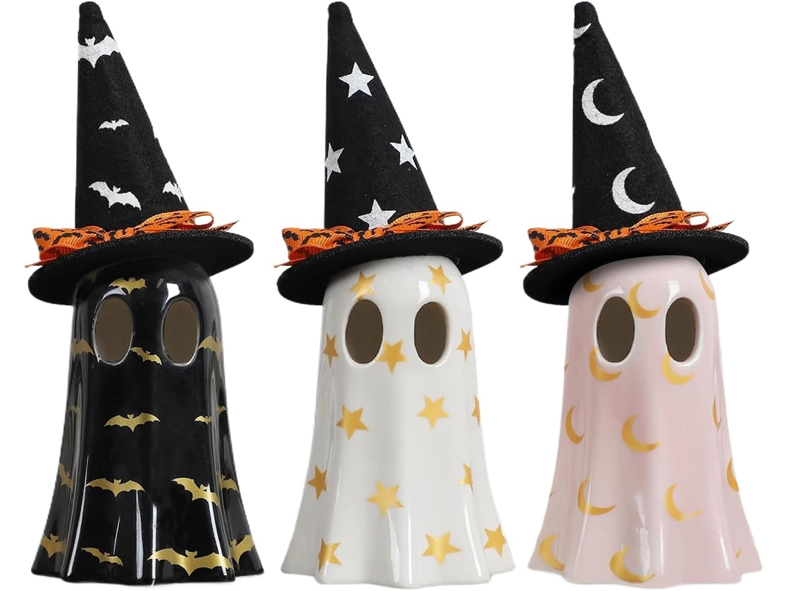 Figuritas De Fantasmas Adornos Escritorio Halloween Decoraci N Fantasma Resina Con Sombrero Bruja Para Mesa Estante