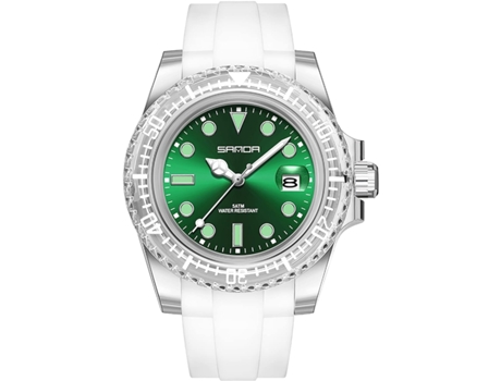 VEANXIN Relojes para Fecha Giratoria Reloj de Silicona Reloj de Pulsera Impermeable-blanco verde
