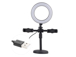 Soporte Para Teléfono Móvil Con 2 Clips Y Aro De Luz Led De 6 Pulgadas Para Iluminación De Relleno En Directo