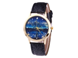 Reloj De Pulsera De Cuarzo Con Correa De Piel Sintética, Esfera Redonda Sencilla, Unisex, Negro.