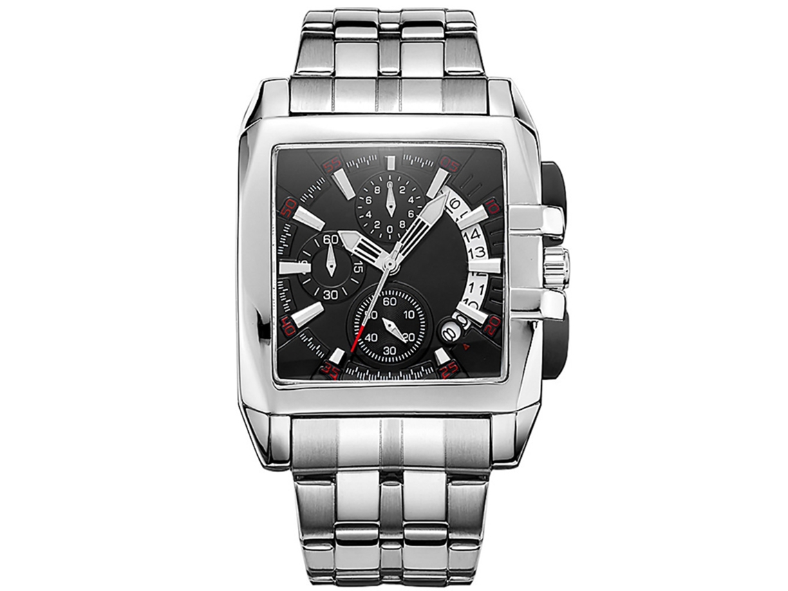Reloj Analógico De Cuarzo Para Hombre Con Brazalete De Acero, Caja De Aleación Y Cronógrafo.