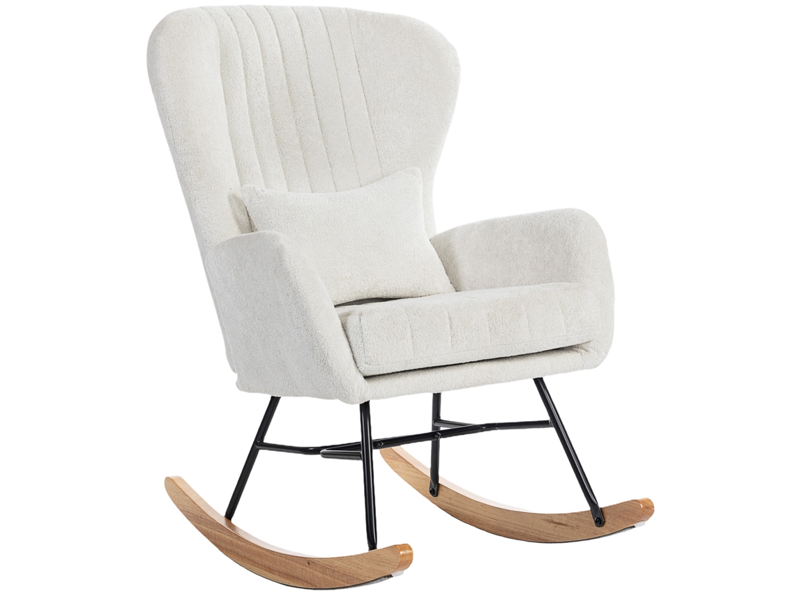 Mecedora, Cojín, Asiento Acolchado, 88x67x104cm, Blanco
